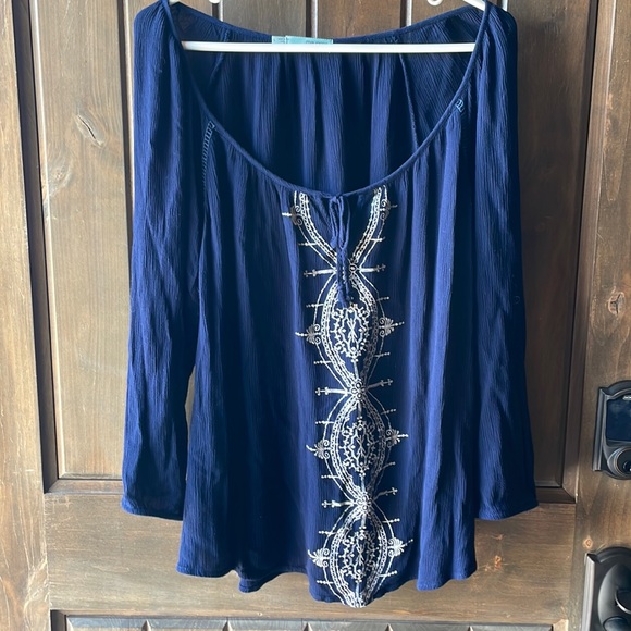 Boho embroidered flowy top Sz large - Picture 1 of 4